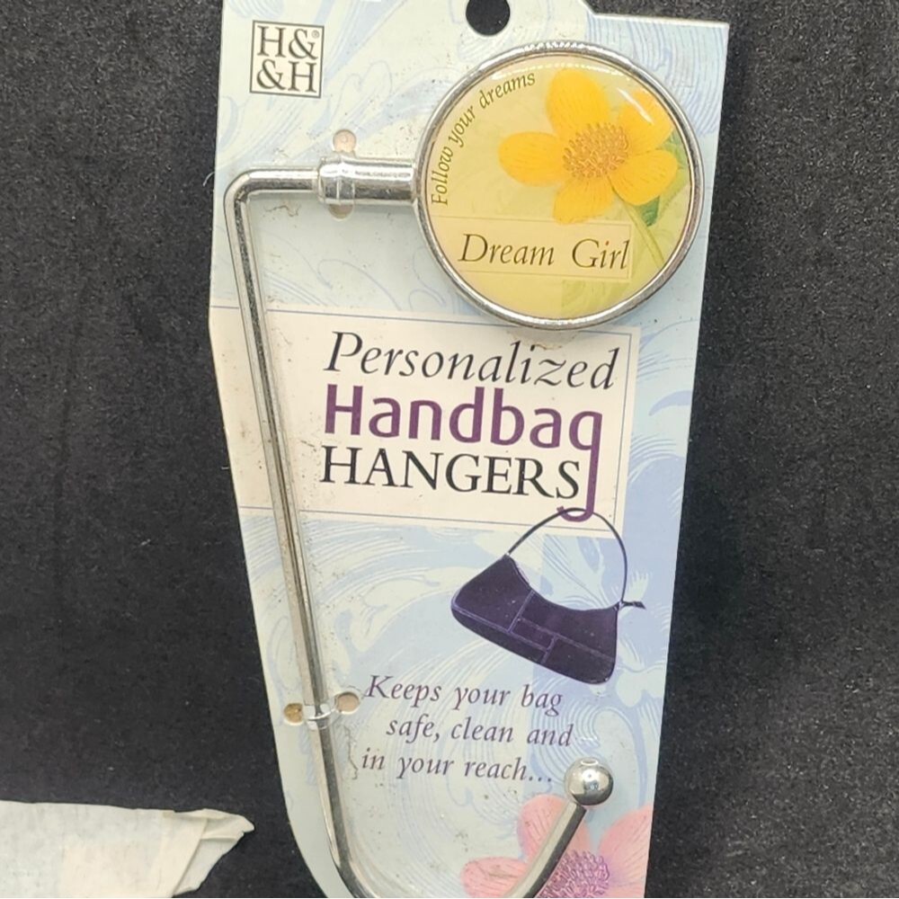 H&H “Dreamgirl” Personalized Handbag Hanger – Yellow Flower Purse Hook – Floral